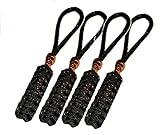 4 Black/Copper (Zero Tolerance) Inspired Paracord Knife Lanyards / Zipper Pulls w/ Copper Skull Bead
