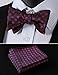 SetSense Men's Floral Jacquard Wedding Party Self Bow Tie Pocket Square Set Red/Blue