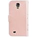 Galaxy S4 Wallet Case, SmartLegend Embossed Floral Butterfly PU Leather Magnetic Flip Folio Cover with TPU Soft Bumper Case & Card Holders & Hand Strap for Samsung Galaxy S4 Rose Gold