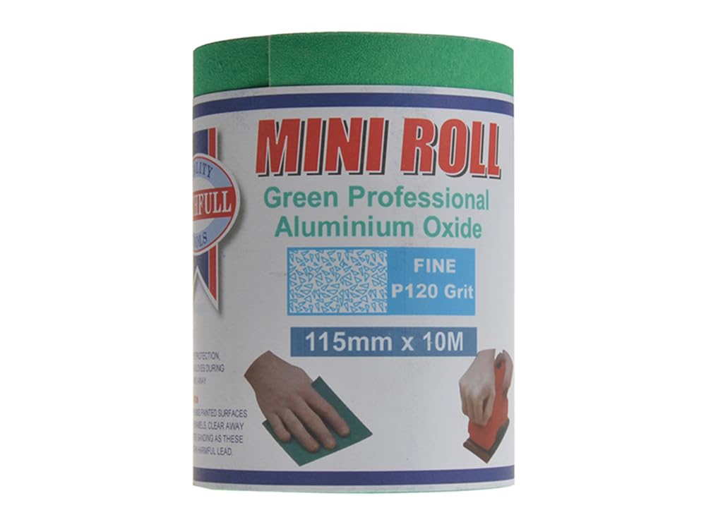 Faithfull FAIAR10120G 10M Fine (120 Grit) Sandpaper Roll Green (Pro) 115mm x 10M