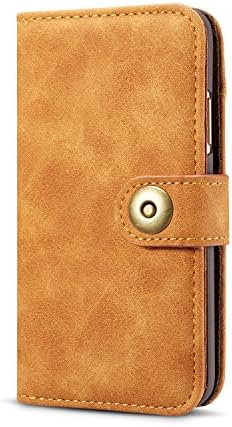Gloriphy 2 in 1 Premium Suede Leather Wallet and Magnetic Detachable Slim Case Folio Cover with Card Slots for iPhone XSMAX -Brown