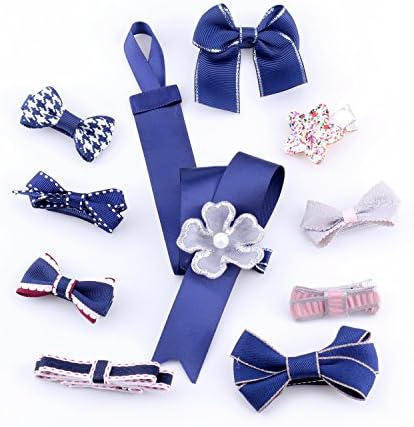 BonnyGirl Baby Girls Hair Bows Clips Barrettes with Hair Bows Holder Mixed Style