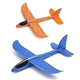 Weoxpr 2 Pack Soft Foam Airplane, Manual Throwing Inertial Plane Model for Outdoor Sports Toy ＆ Kids Toys Gift