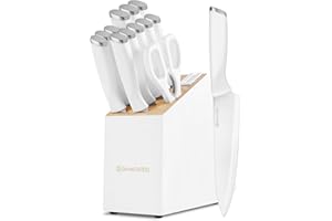 diamosteel 13 Piece Kitchen Knife Set with Block Wooden, Knife Set for Kitchen with Built in Sharpener Scissors, Stainless St