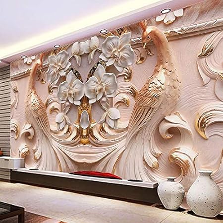 Avoir Images Gyxyzs 3d Stereo Relief Fleurs De Paon Peinture Murale Photo actualisé par