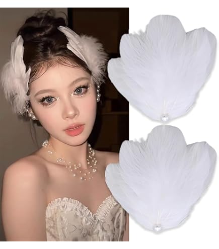 Amazon.com : 4 Pack White Feather Hair Clip Ballet Style Pearl