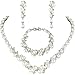 EVER FAITH Simulated Pearl Crystal Bridal Necklace Earrings Bracelet Set Clear
