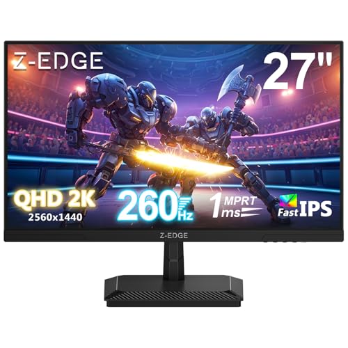 Z-Edge 27 Zoll 260Hz QHD Gaming Monitor (Unterst. 240Hz) 1ms MPRT, 2K 2560x1440 IPS Panel, LED Monitor, 350cd/m² Helligkeit, HDR10, FreeSync, DisplayPort (260Hz 240Hz), HDMI (144Hz), Schwarz thumbnail 1