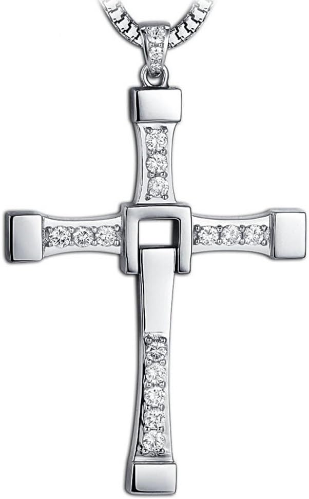 YUMILY Stainless Steel Masculine Mens Religious Cross Pendant Necklace with Silver Chain