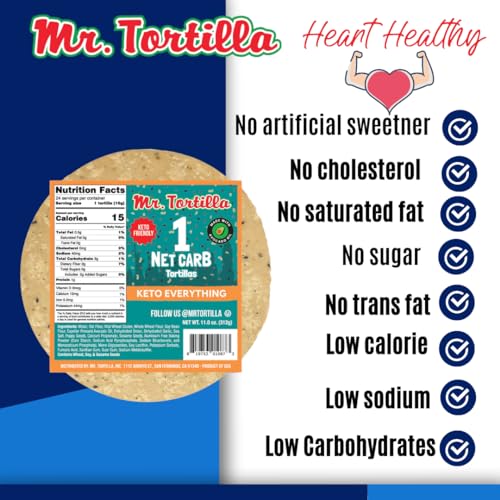 MR. TORTILLA LOW CARB TORTILLA WRAPS – KETO TORTILLAS WITH AVOCADO OIL – STREET TACO SIZE – 1 NET CARB PER SERVING – LOW CALORIE KETO WRAPS – LOW CARB TORTILLAS – (EVERYTHING BAGEL, 24 COUNT)