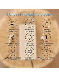 heloideo 10000 mAh cargador portátil compacto Power Bank Batería Externa Con Integrado AC enchufe de pared y Micro Type C Cables Lightning para iPhone, Android y Más