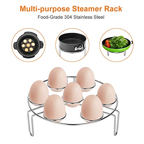 E-Gtong 4-PCS Steamer Accessories Set Complete multipurpose kit For Pressure Cooker with Steamer Basket, Non-stick Cake Pan, Egg Steamer Rack and 1 Pair Silicone Cooking Pot Mitts
