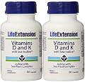 Life Extension Vitamins D and K with Sea-iodine,60 Capsules (2 Pack)
