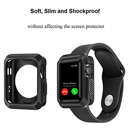 Apple Watch Case, iitee 38mm Universal Slim Rugged Protective TPU iWatch Case for Apple Watch Series 3 Series 2 Series 1 (Matte Black) - Thumbnail 2