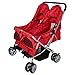 Pet Stroller Twin Folding Dog Cat Carrier Travel Cart, Multiple Colors Red