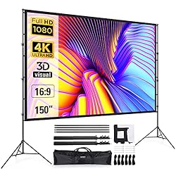 Projector Screen and Stand 150 Inch, LEORFI Outdoor