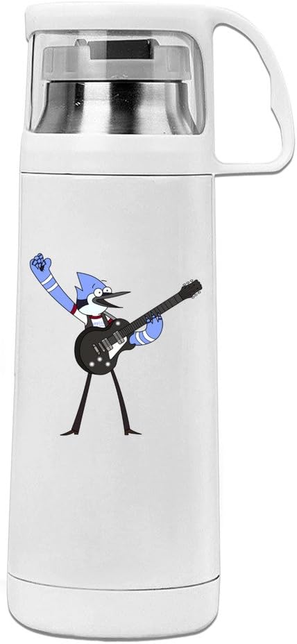 Handson Stainless Steel Vacuum Insulated Travel Mug Let's Play Guitar Thermal Thermos Cup White 14oz/350ml