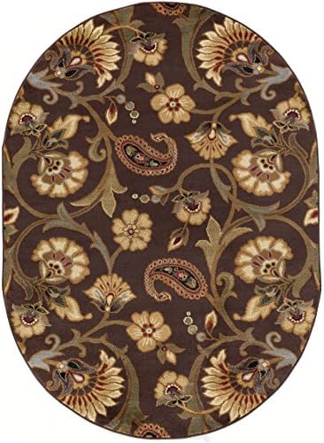 Brianna Transitional Floral Brown Oval Area Rug, 7' x 10' Oval