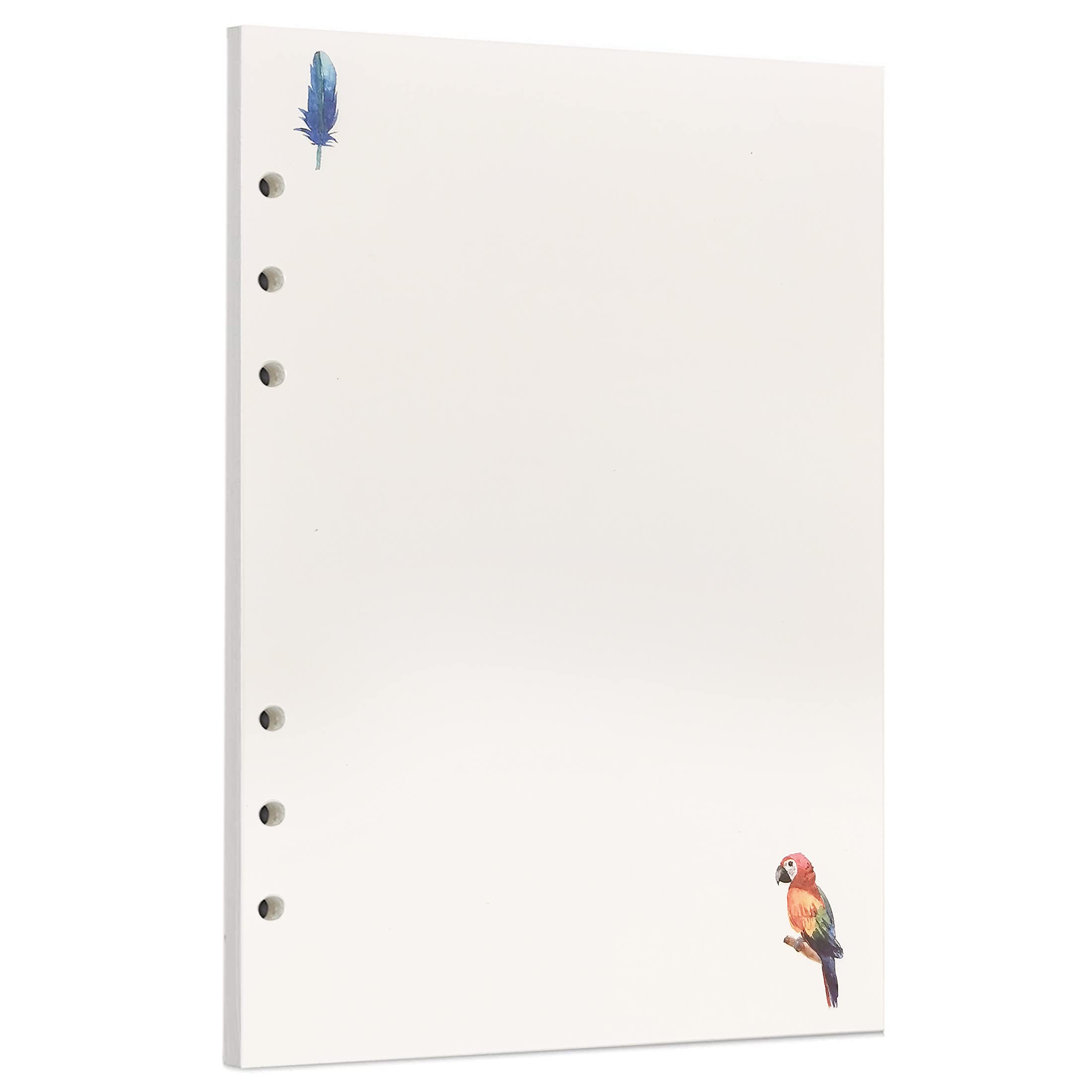 Zelten 45 Sheets 90 Pages Colorful Loose Leaf Punched Paper Refills Paper for 6 Hole Binder Personal Organizer Diary Notebook Refillable Planner (A5, Rainforest Blank)