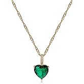 Desnuage Emerald Necklace for Women - Green Heart Shaped Gemstone 14K Gold Plated Necklace, May Birthstone Jewelry Gift for Her
