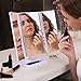 LED Lighted Makeup Mirror, Tri-fold Travel Mirror 1x/2x/3x Magnification 24-LED Vanity Mirror with Touch Dimmer, Brighter and 180-Degree Rotation, USB Cable or Battery Powered
