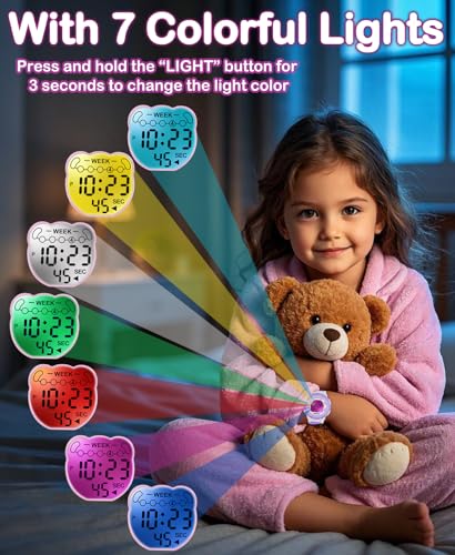 SOCICO Kids Digital Watches for Girls Boys, 5ATM Waterproof, 7 Color Lights Waterproof Watches for Kid with Alarm Stopwatch, Soft Band Wrist Watch Christmas Gifts for Kids Ages 5-12