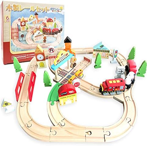 木製レール トーマス互換 電動機関車 駅前セット 木のおもちゃ 電車レール トレインセット 列車 車両つき 買い取り 組み立て 鉄道玩具 入園祝い 知育 玩具 情景部品付き 木製玩具 男の子 プレゼント 女の子 誕生日 積み木