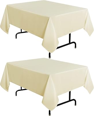 sancua 2 Pack Beige Tablecloth 54 x 54 Inch, Stain and Wrinkle Resistant Square Table Cloth - Washable Polyester Table Cover for Dining Tables, Buffet Parties and Camping