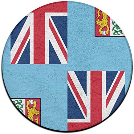 PFUWJ7 Flag Of Fiji Best Entrance Doormat Non Slip Circular Indoor Outdoor For Kitchen Bathroom