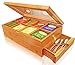 GOFOIT FBA_14135733 Solid 100% Bamboo Tea Box Natural Chest with Clear Hinged Lid, 8 Storage Sections with Expandable Drawer