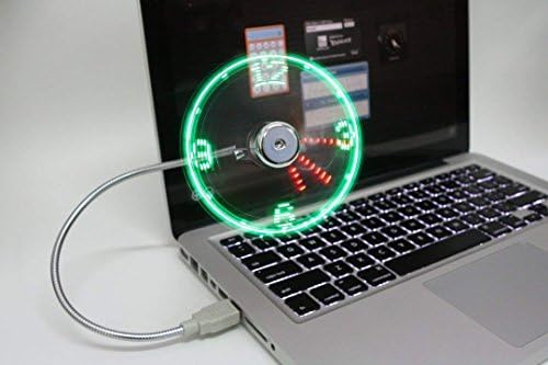 EVERYTHING IMPORTED Silicone Mini Flexible Gooseneck LED Clock USB Fan for PC Notebook Power Bank (Silver)