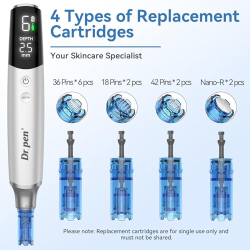 Dr. Pen M9 Dermapen Microneedling,Stylo Microneedling Sans Fil Nouvelle Version 2026 avec 12 Cartouches,6 Vitesses, Écran LED et Contrôle Précis de Profondeur pour le Visage et les Soins de la Peau