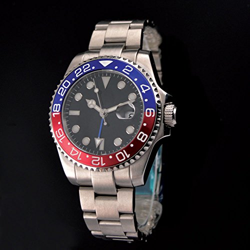 43mm Parnis Sapphire Glass GMT-MASTER II Automatic Red Blue Bezel