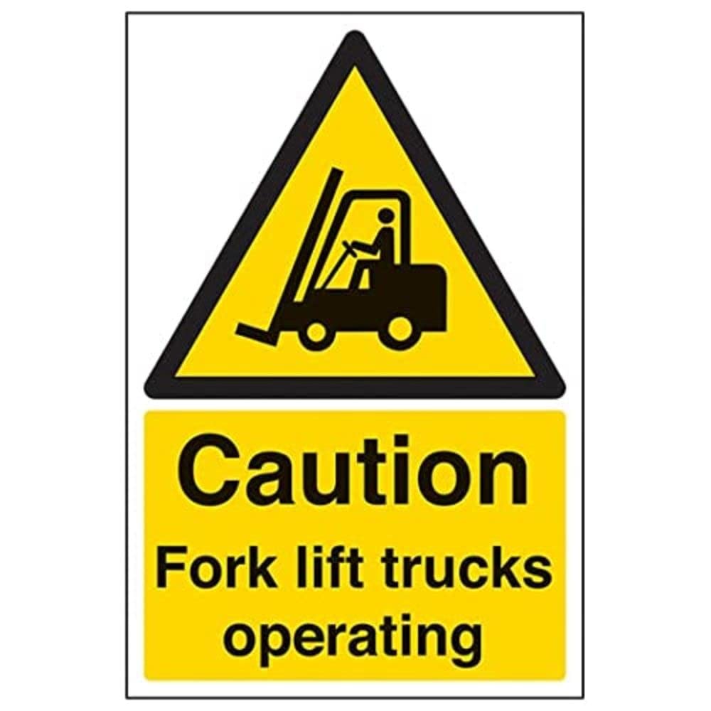 V Safety Eco Friendly Warning Vehicle - Caution fork Lift Trucks Operating - 200 x 300 mm Safety Sign