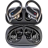Wireless Earbuds Bluetooth Headphones, 54H Playtime Stereo Over Ear Buds with ENC Noise Cancelling, LED Power Display, IPX7 Waterproof Sport Earphones with Earhooks for Running/Workouts (Black)