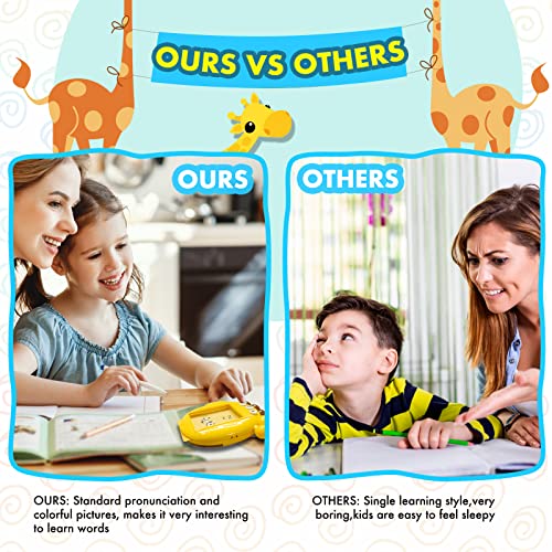 Flash Cards for Toddlers Age 2-6 Years, Smrthume Preschool Learning Toys with 120 Words Audible Flash Cards, Kids Listen and Learn Literacy Fun Early Learning Educational Toys Gift(Giraffe Yellow)