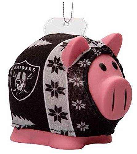 Oakland Raiders NFL Ugly Sweater Piggy Bank Ornament