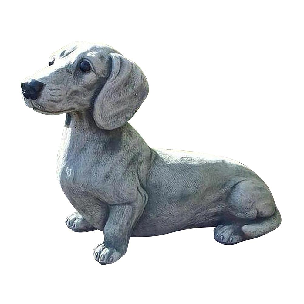 Hidyliu 1pcs Dachshund Dog Statue, Garden Animal Outdoor Ornaments, Lawn Statue Ornament, Pet Sculpture, Friendly Resin Material, Weatherproof, for Home Living Room Garden Decoration(17 x 12 x 8 cm)