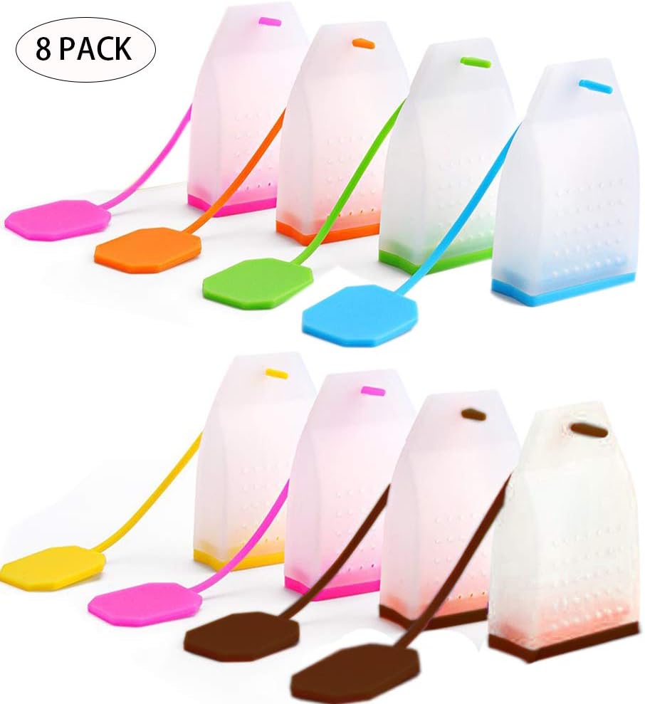8 Pack Silicone Tea Infuser, KEKU Reusable Safe Loose Leaf Tea Bags Strainer Filter with