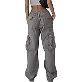 EMMIOL Cargo Pants for Women High Waisted with Pockets Y2K Streetwear Casual Tactical Travel Pants