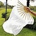RuiXiang 1.8M Long Dance Fan,Belly Dance Bamboo Fan,Yangko Fan Silk Fan,Square Dance Morning Practice Simulation Silk Fan (White)