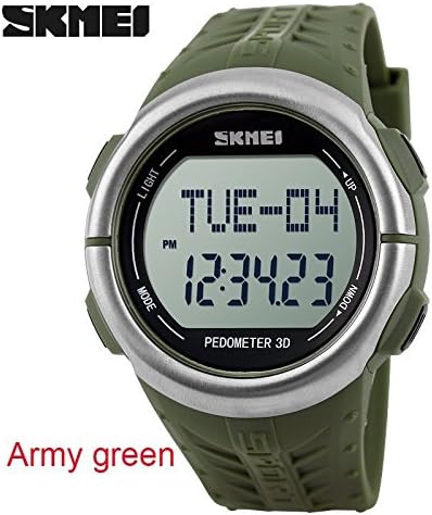 David Fashion Brand 8 In 1 Outdoor Sports Digital Waterproof Watch Heart Pulse Rate Monitor Calorie Counter Fitness Man Woman Clock Pedometer + Gift Box - Army Green