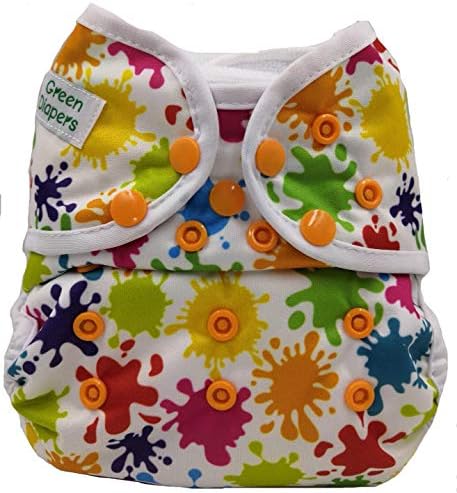 Green Diapers Reusable Diaper Cover with 3 Charcoal Bamboo Inserts (Color Magic)