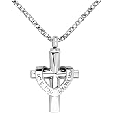 DWJSu Cross Urn Necklace for Ashes I Love You Forever Cremation Jewelry Keepsake Pendant for Women