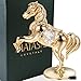 Matashi Valentine's Day Gift for Women, Men - 24K Gold Plated Elegant Horse on Pedestal with Genuine Crystals - Home Decorative Ornament for Living Room or Office Décor