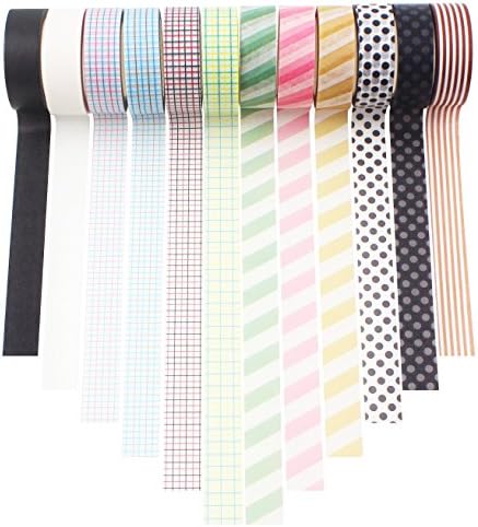 Washi Tape Set 12 Rolls Masking Decorative Tapes for DIY Scrapbooking Crafts Wrapping