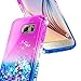 Galaxy Note 5 Case with Tempered Glass Screen Protector for Girls Kids Women, NageBee Glitter Liquid Sparkle Bling Floating Waterfall Shockproof Cute Case for Samsung Galaxy Note 5 -Purple/Blue