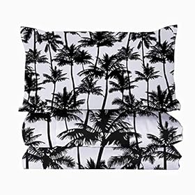 BlessLiving Palm Trees Bedding Comforter Set 3D Print Pattern Tropical Comforter with 2 Pillow Shams Black and White 3… 51ktlKOEasL