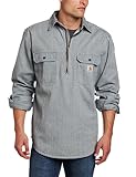 Carhartt Men's Hickory Stripe Shirt Denim Quarter Zip,Hickory Stripe,X-Large