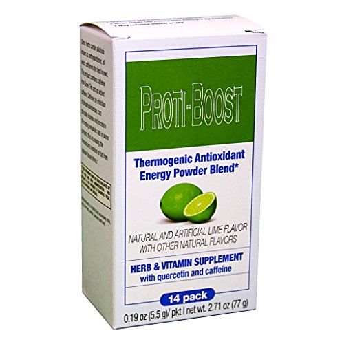 Proti-Boost Energy Boosting Drink Mix, Increases Metabolism, Sugar Free, Antioxidant, With Green Tea, Ginseng, Quercetin, Gingko Biloba, KETO Diet Friendly, Natural Lime Flavor, 14 Serving Box